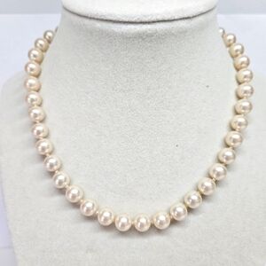 VINTAGE Marvella Signed Champagne Glass Faux Pearl Choker Necklace Box Clasp